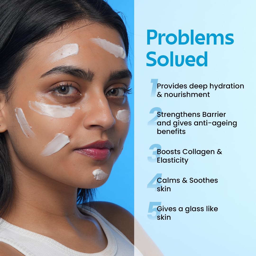 Rivona Naturals Barrier Repair Hydrating Mask 4-in-1, Leave on Overnight Mask Pack with Ceramides & Peptides, Boosts collagen, gives Glass skin, use as eye and hand mask | Suitable for Men and Women | All skin types 50gm