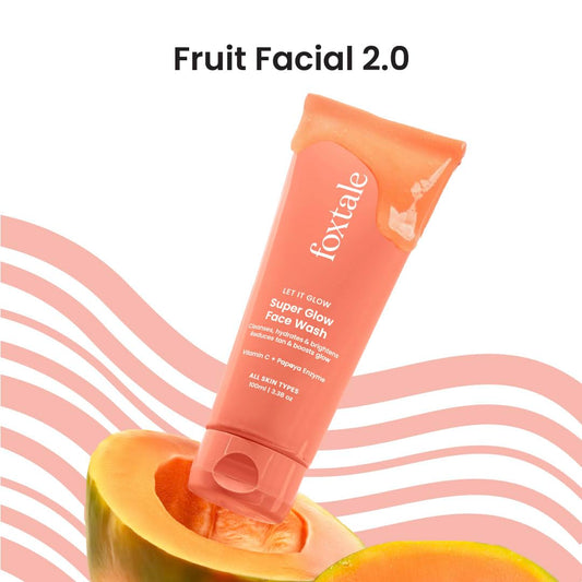 Foxtale Vitamin C Super Glow Face Wash with Papaya enzyme | Reduces Tan | Boosts Glow | Gently Exfoliates & Brightens Skin | Reduces Pigmentation | Face Wash for Men & Women- 100ml
