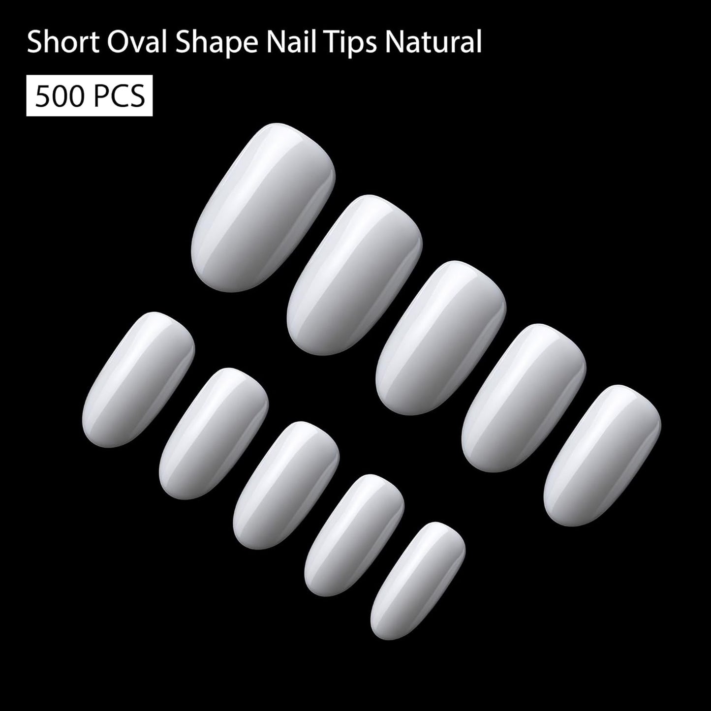 Shills Professional PKT 500pcs Short Oval Shape Nail Tips Natural