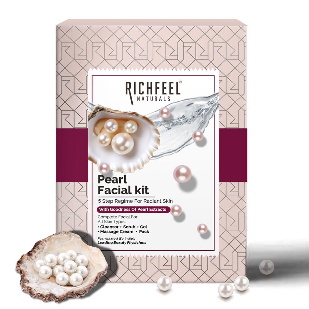 Richfeel Pearl Facial Kit for glowing skin | Luminous and Radiant Skin | Tan Removal | Best For Dry Skin | Pack Of (2x250g=500g)