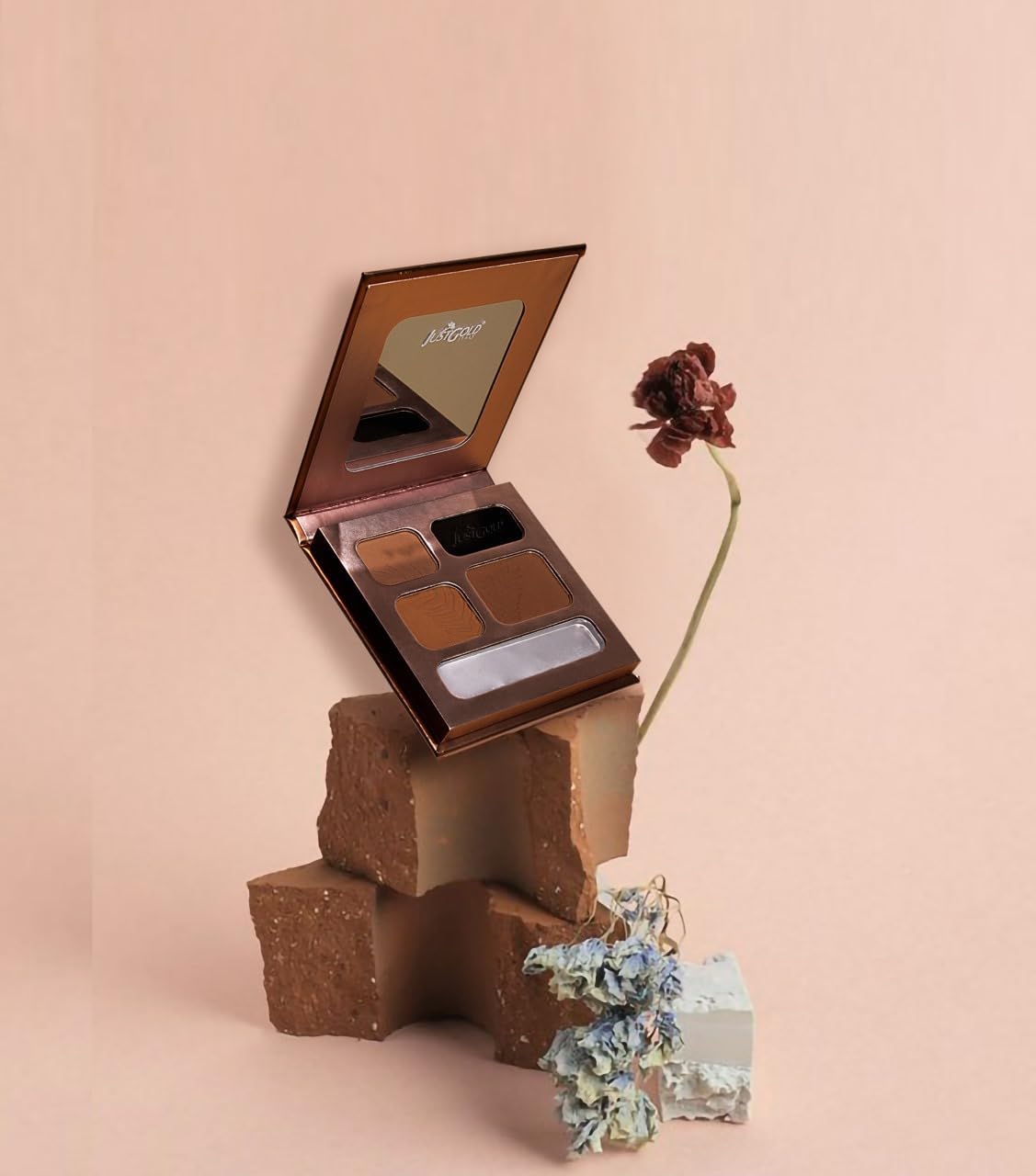 Justgold Browartist Palette Fill, Set and Shape | Soft Powder Texture with Buildable Coverage | Naturally Redefines Brows | 4 Powders + 1 Wax