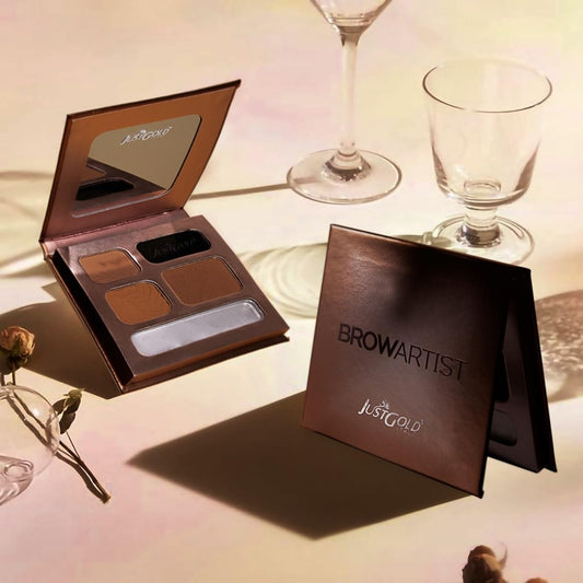 Justgold Browartist Palette Fill, Set and Shape | Soft Powder Texture with Buildable Coverage | Naturally Redefines Brows | 4 Powders + 1 Wax
