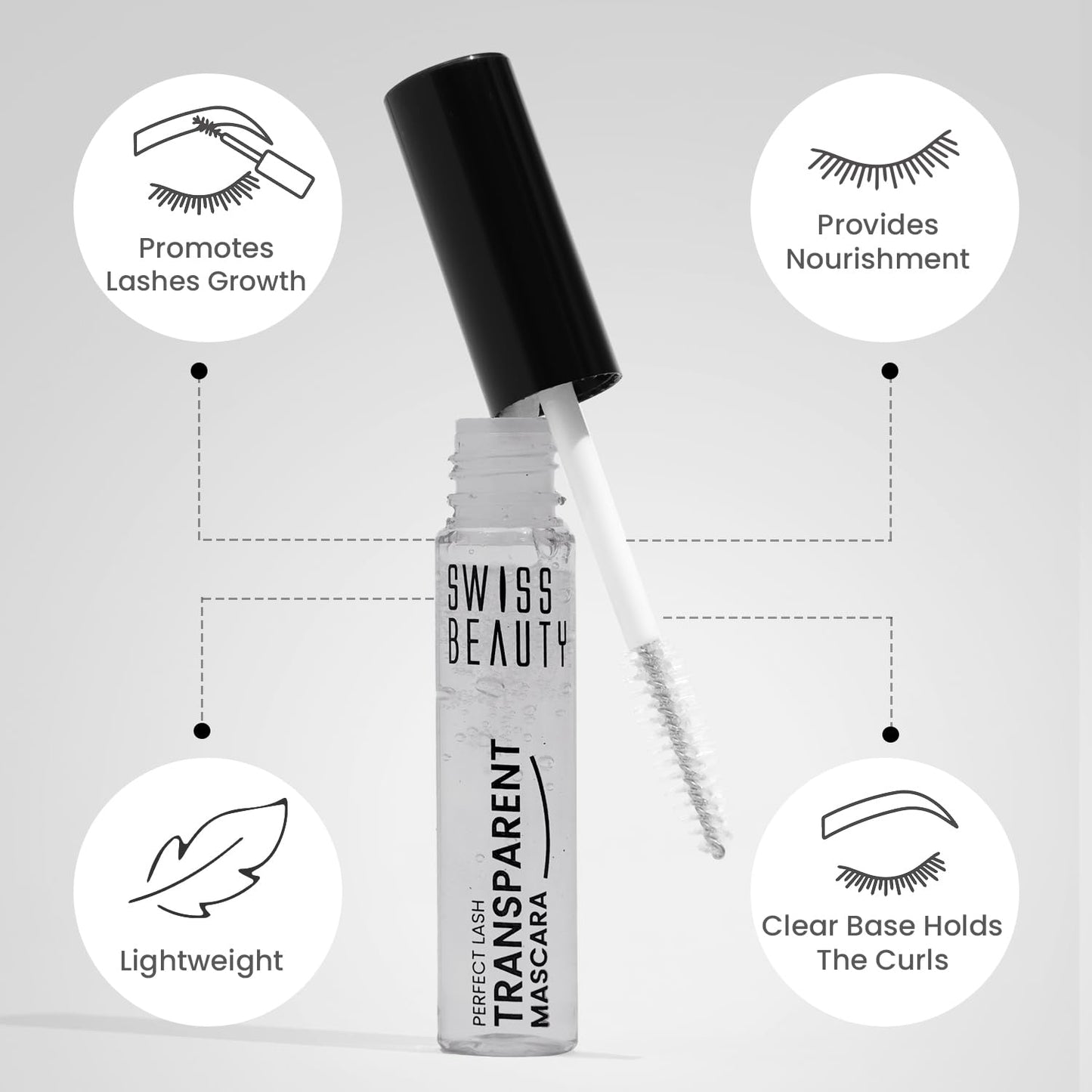 Swiss Beauty Perfect Lash Transparent Volumizing Mascara | Lightweight and Non sticky With Lash Growth Formula| 7ml