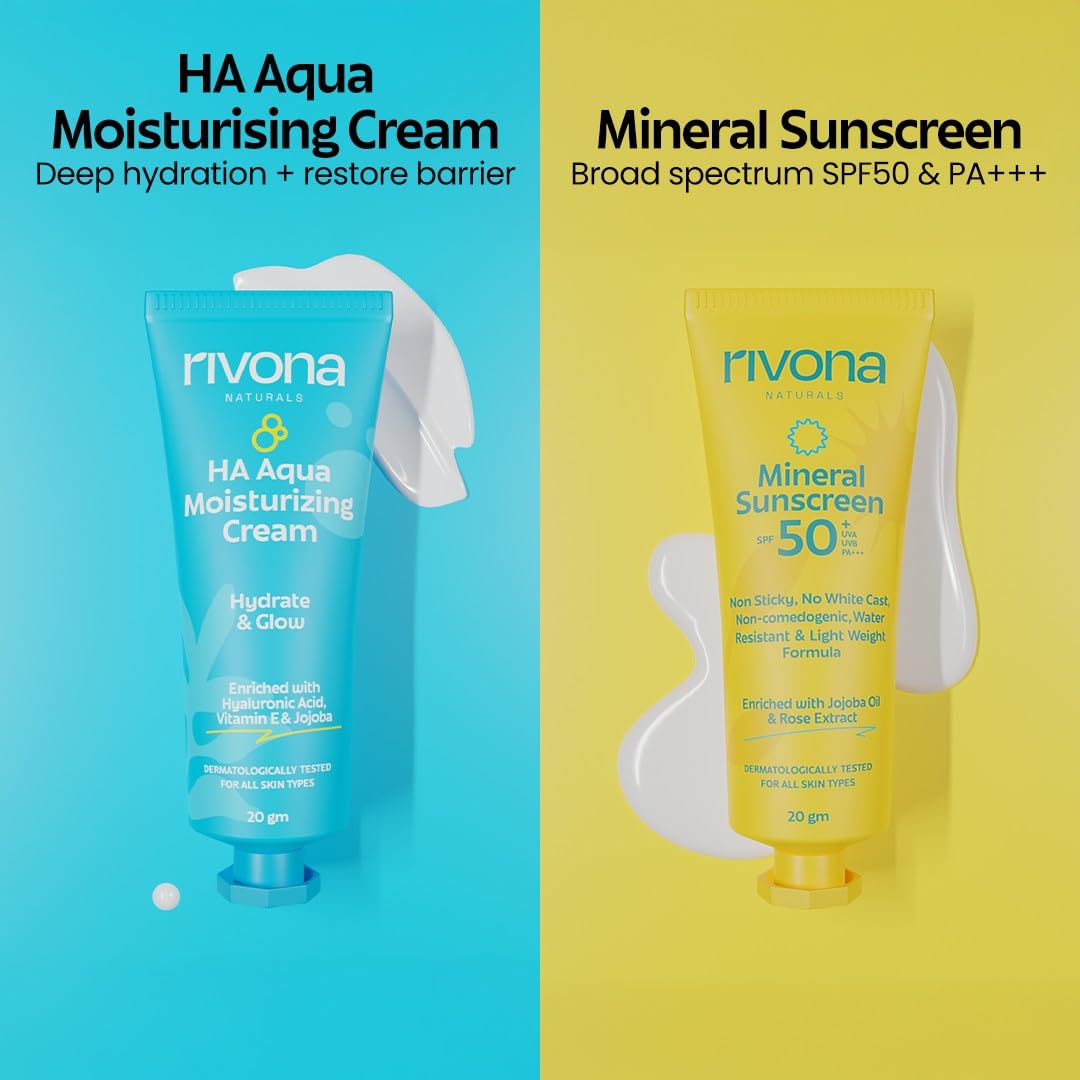 Rivona Naturals Skincare Travel Kit PO4 | Sunscreen UV protection, Face wash, Face cream, Cleansing balm | For Men & Women |100% Vegan, Natural, Cruelty free | All skin types