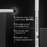 RENEE Midnight Kohl Pencil - One-Swipe-Application with rich color Payoff - Smudgeproof and waterproof - Enriched with Vitamin E, Olive Oil and Castor Oil - 1.5 Gm