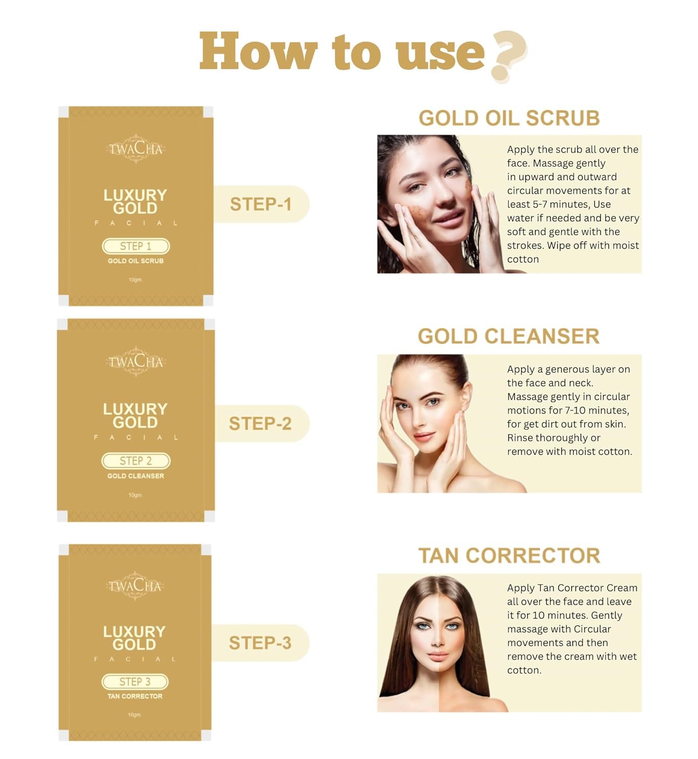 TWACHA 10 Steps Bridal Facial Kit | For Radiant and Glowing Skin | Ideal for both Men & Women | 105g x 4 Facial