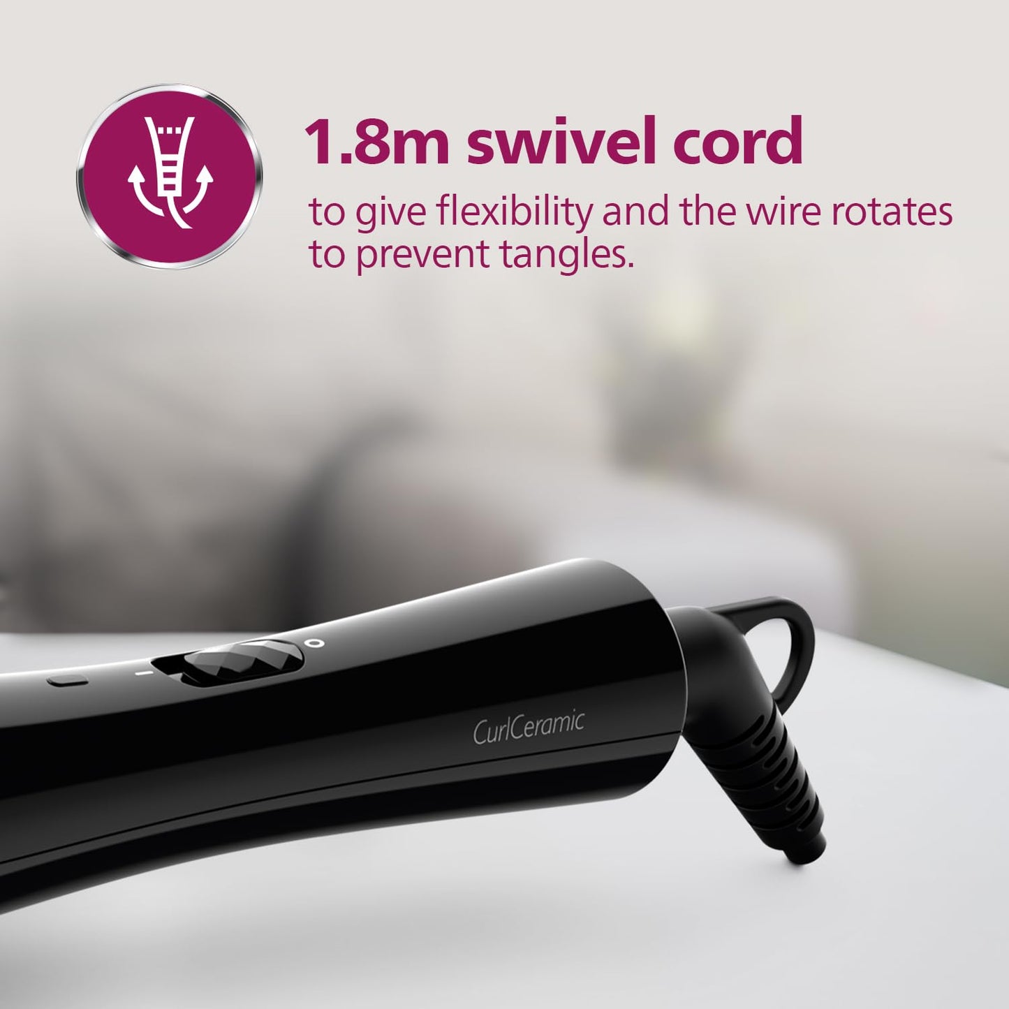 Philips Hair Curler with 16MM Barrel | Ceramic Coated Barrel for Long-Lasting Bouncy Looking Curls | Fast Heat Up | BHB862/00, Black