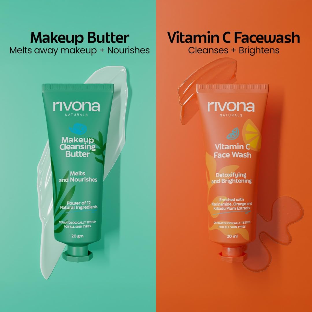 Rivona Naturals Skincare Travel Kit PO4 | Sunscreen UV protection, Face wash, Face cream, Cleansing balm | For Men & Women |100% Vegan, Natural, Cruelty free | All skin types