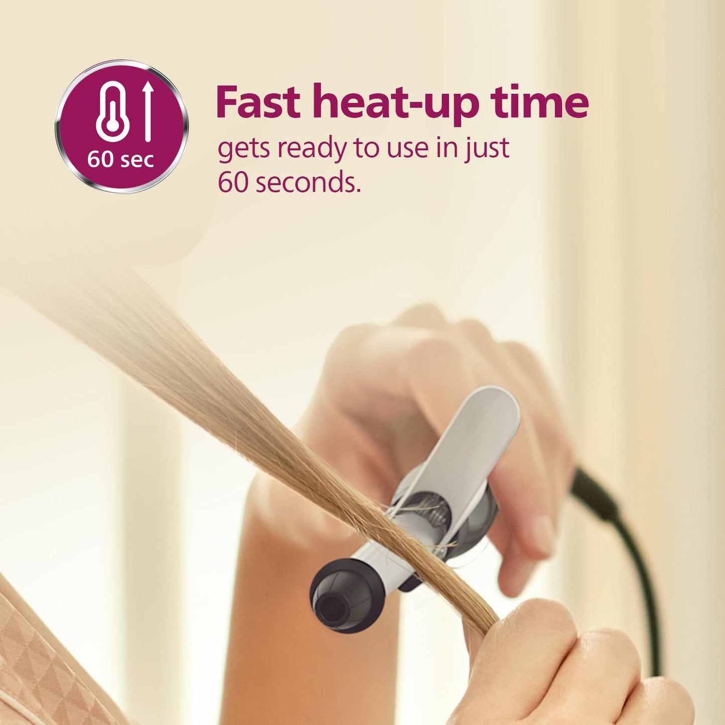 Philips Hair Curler with 16MM Barrel | Ceramic Coated Barrel for Long-Lasting Bouncy Looking Curls | Fast Heat Up | BHB862/00, Black