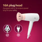 Philips Foldable Hair Dryer 1600 Watts| Powerful Salon-like Blow Drying with Less Heat | 3 Heat Settings with Cool Shot (Hot/Cool/Warm) | ThermoProtect Airflower Attachment- Pink | BHD308/30 - White