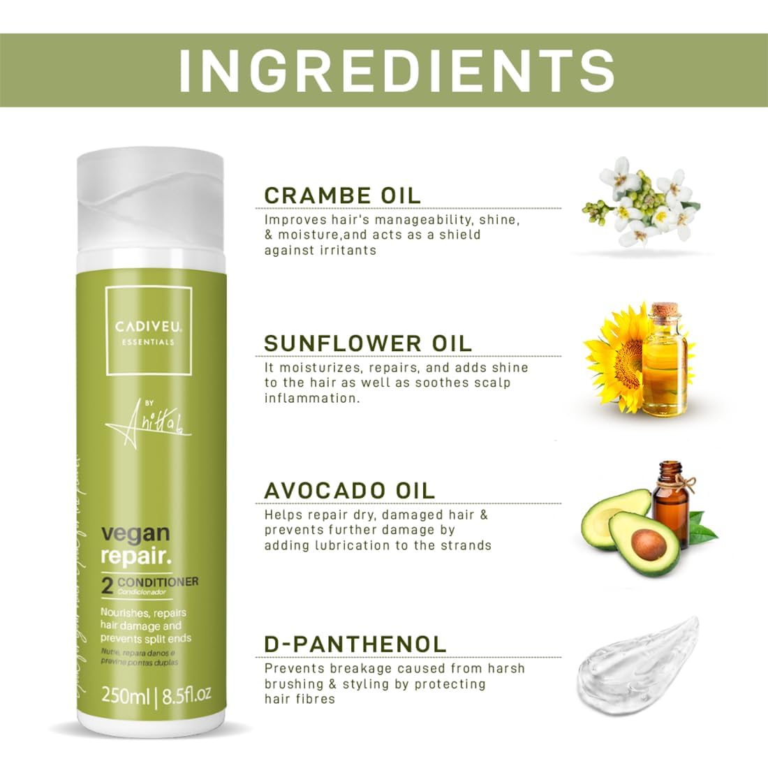 Cadiveu Vegan Repair Conditioner, 250ml