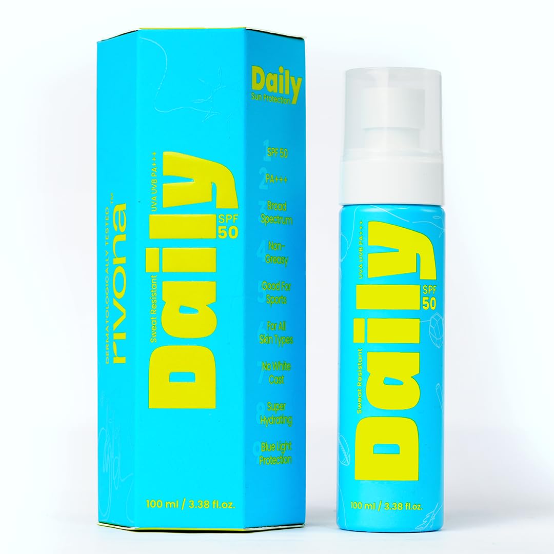 Rivona Daily SPF 50 Sunscreen Spray for Face & Body | PA+++ | Lightweight, Non-Greasy, Niacinamide & Aloe Vera | Broad Spectrum UV Protection | For All Skin Types | 100ml