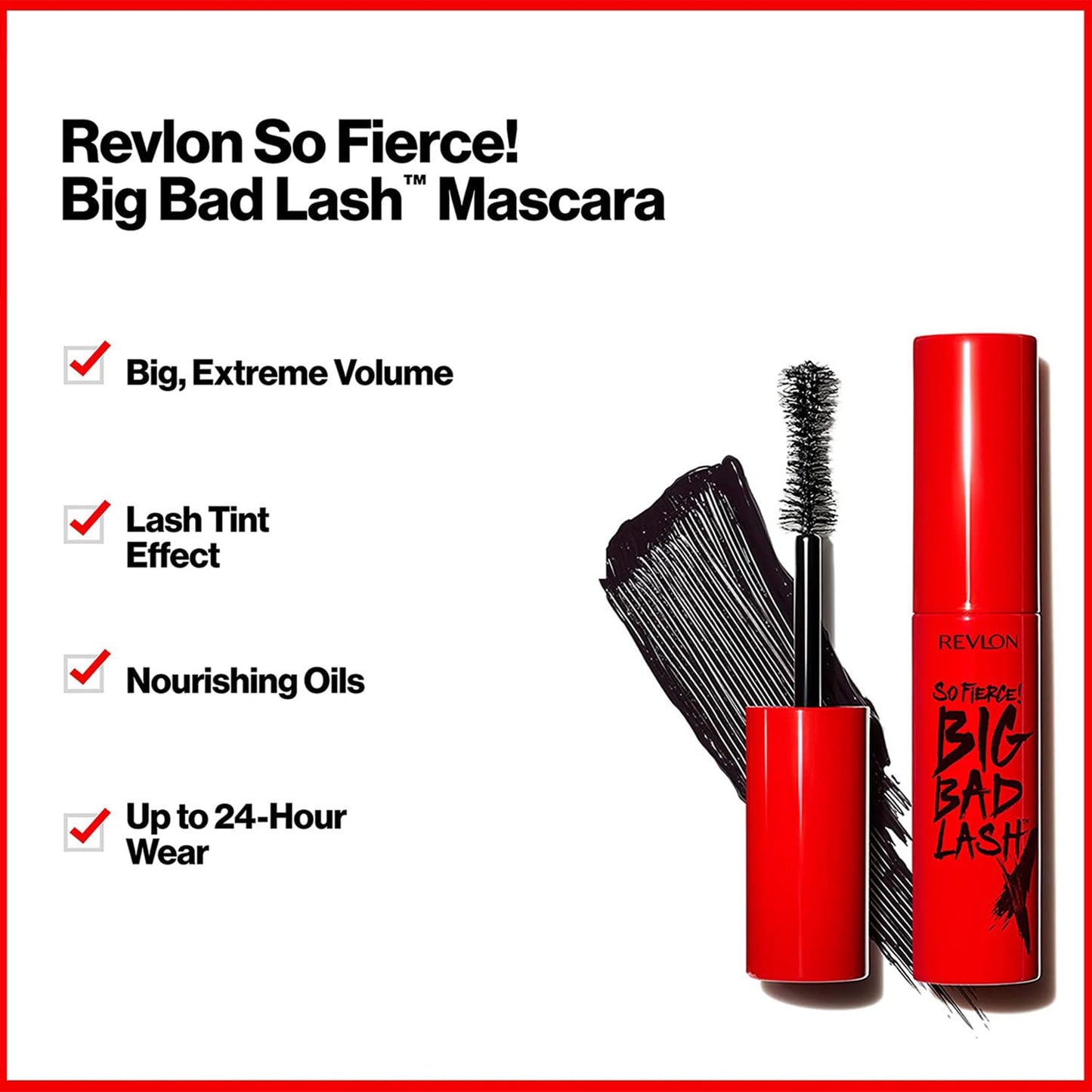 Revlon So fierce Big Bad lash mascara for volumized, and lifted Lashes, Upto 24Hr Wear, Blackest Black, 0.35oz