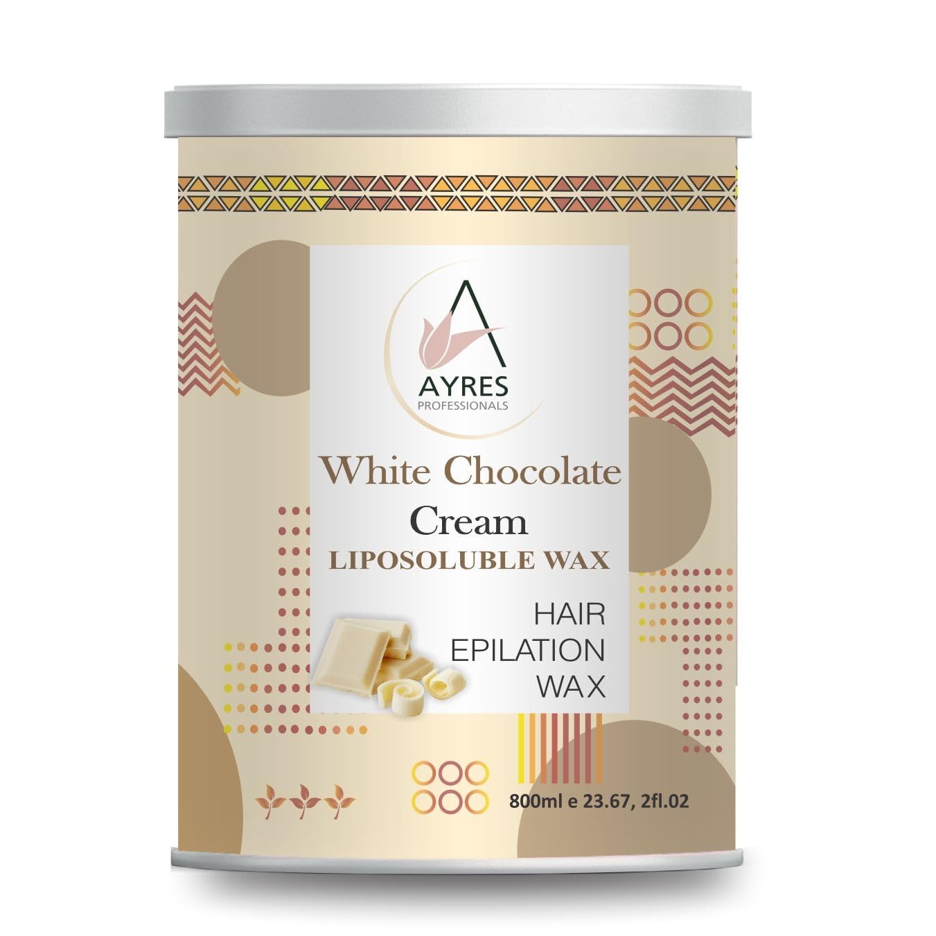 Ayres Professionals White Chocolate Liposoluble Painless Hair Removal Wax For Men & Women| Quick & Easy Tan Removal Waxing for Dy Skin| (800ml)