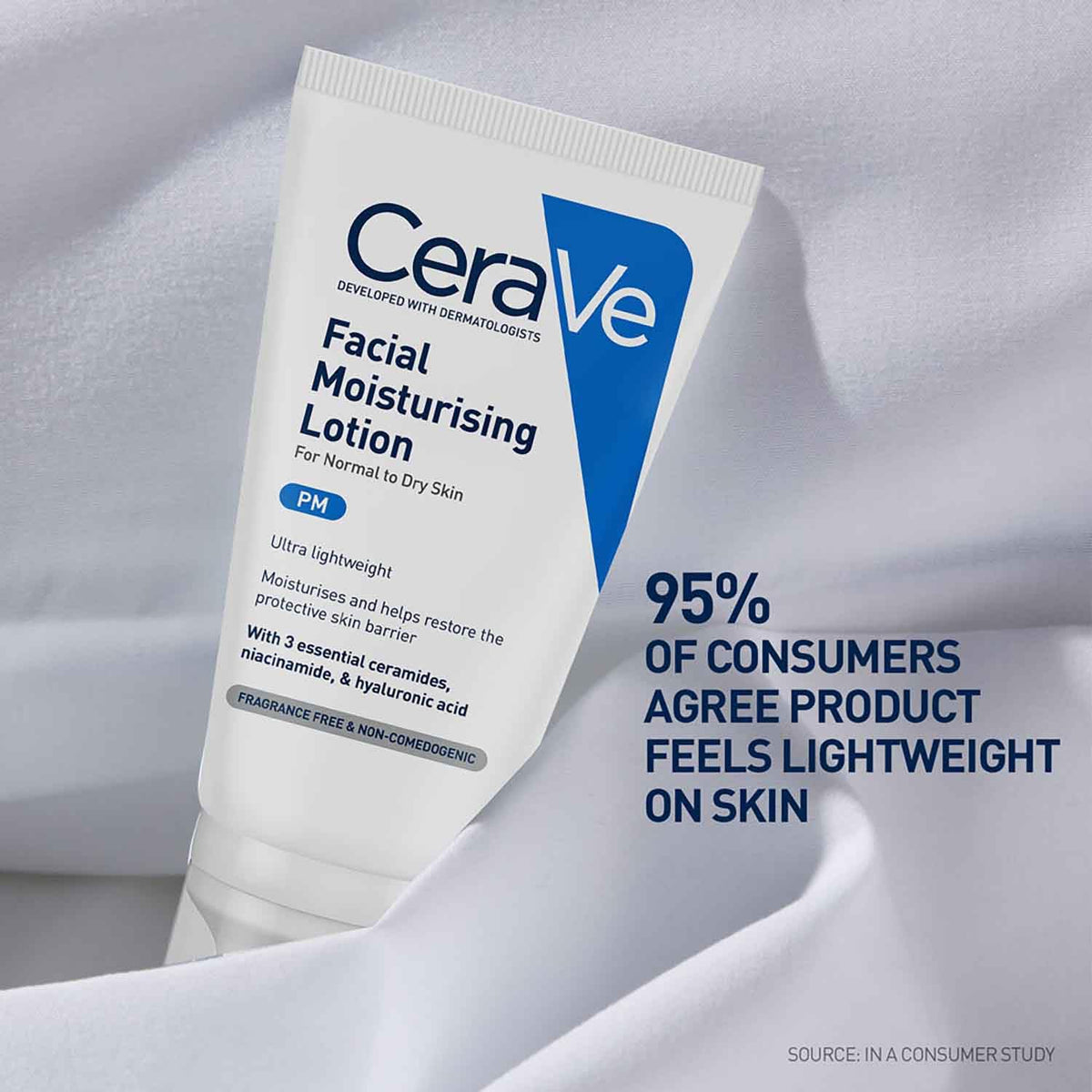 CeraVe PM Facial Moisturizing Lotion For Normal To Dry Skin (52ml) - Formulated With 3 Essential Ceramides, Niacinamide And Hyaluronic Acid | Ultra Lightweight Night Cream