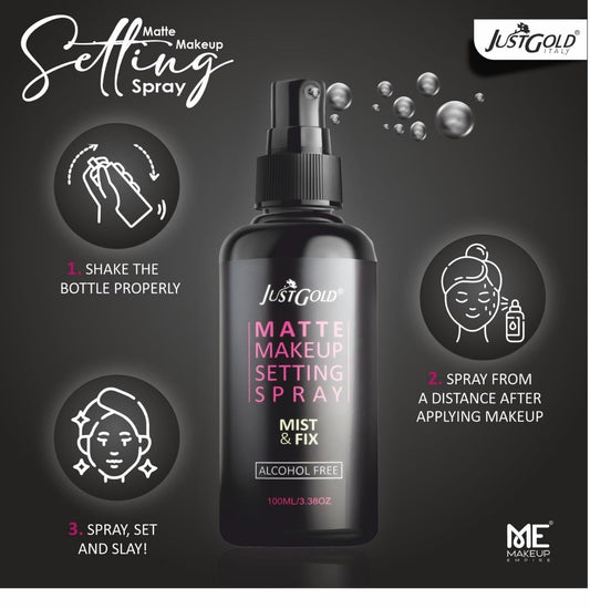 JustGold Matte Makeup Setting Spray Mist and Fix Alcohol Free 100ml