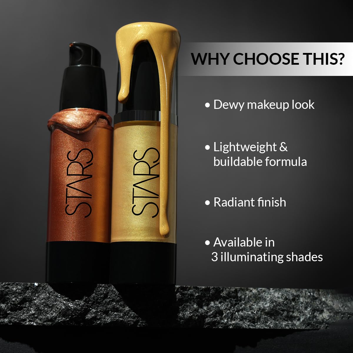 Stars Cosmetics Liquid Highlighter for Face Makeup | Reflect & Shine | Radiant Glow | Shiny Finish | Suitable for All Skin Types | Hydrating & Long-Lasting | 40ml