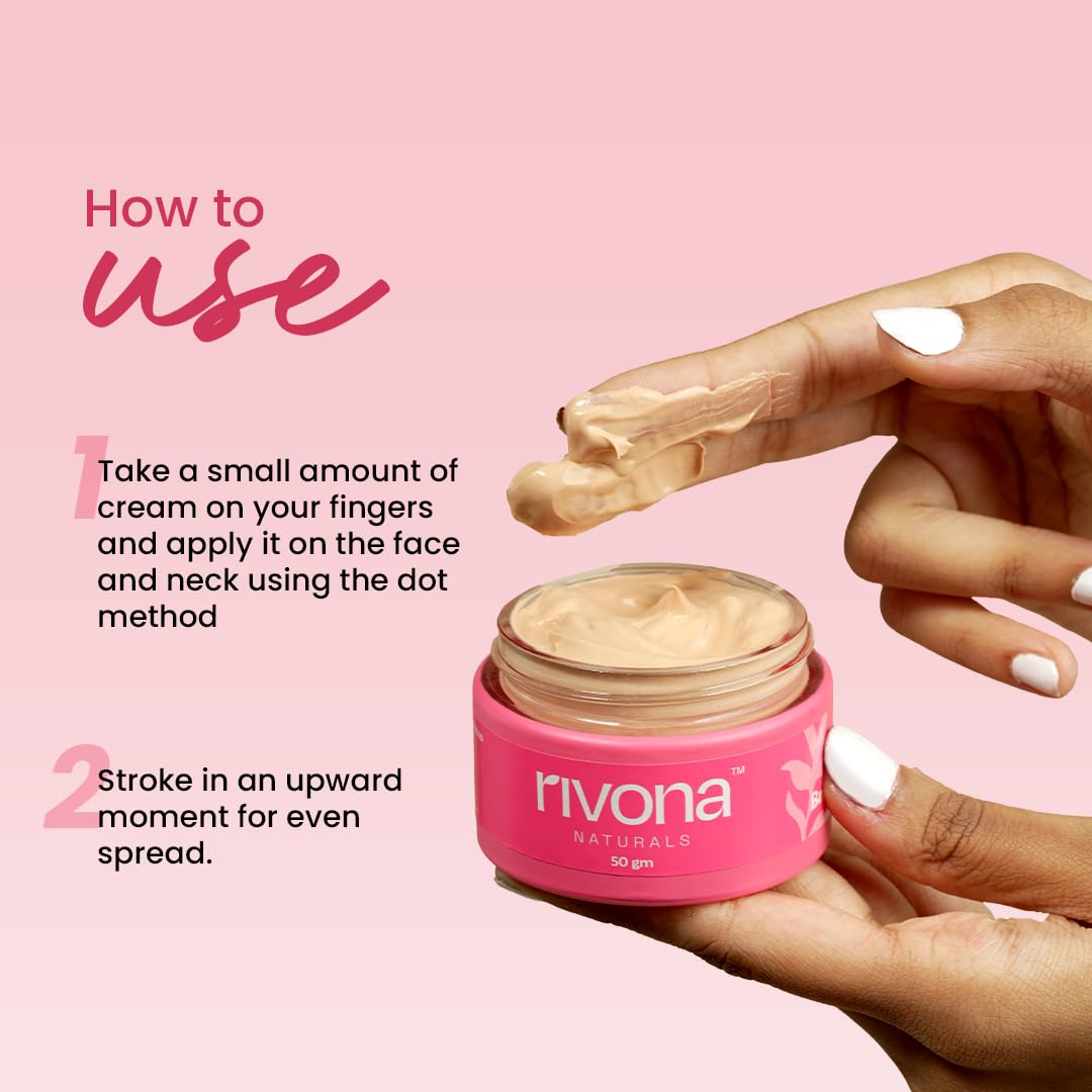 Rivona Naturals Bright Pink Face Cream | Long-Lasting Hydration | Light make up look | Vegan | Niacinamide & Mulberry Extracts| Tinted moisturiser | 50gm