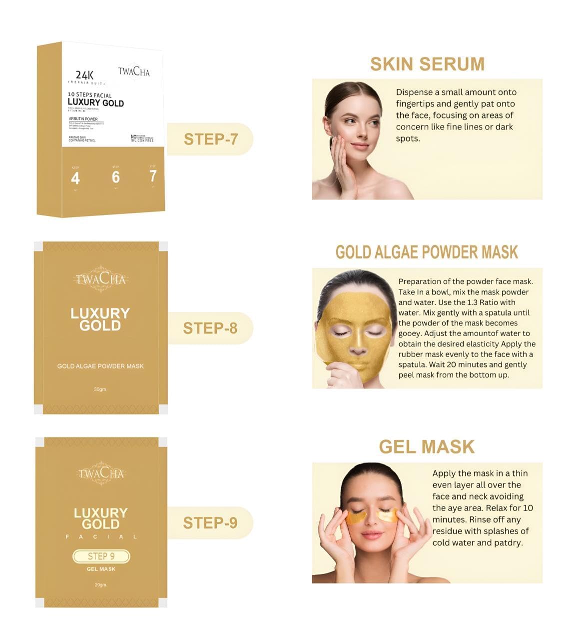 TWACHA 10 Steps Bridal Facial Kit | For Radiant and Glowing Skin | Ideal for both Men & Women | 105g x 4 Facial