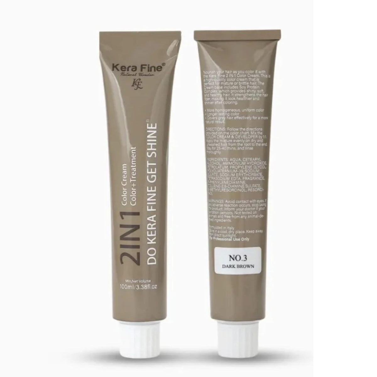 KERA FINE 2 IN 1 HAIR COLOR CREAM | 2-IN-1 FORMULA PROFESSIONAL HAIR COLOR (DARK BROWN) NO 3,