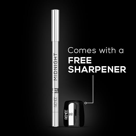 RENEE Midnight Kohl Pencil - One-Swipe-Application with rich color Payoff - Smudgeproof and waterproof - Enriched with Vitamin E, Olive Oil and Castor Oil - 1.5 Gm
