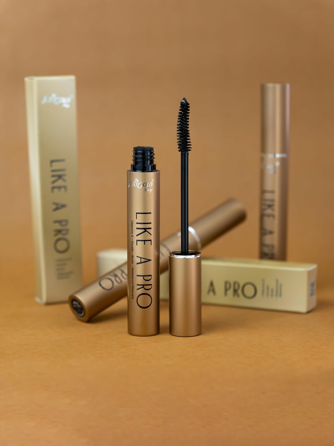 Justgold Like A Pro Mascara With Keratin, Biotin, Vitamin E & Arginine, Smudge proof & Waterproof Mascara