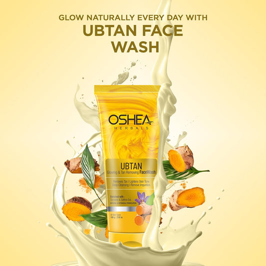 Oshea Herbals Ubtan Glowing & Tan Removing Facewash for Women & Men | Deep Cleansing with Detan Formula | Repairs Sun Damage & Exfoliates Skin | Enriched with Turmeric Extract | All Skin Types | 100g