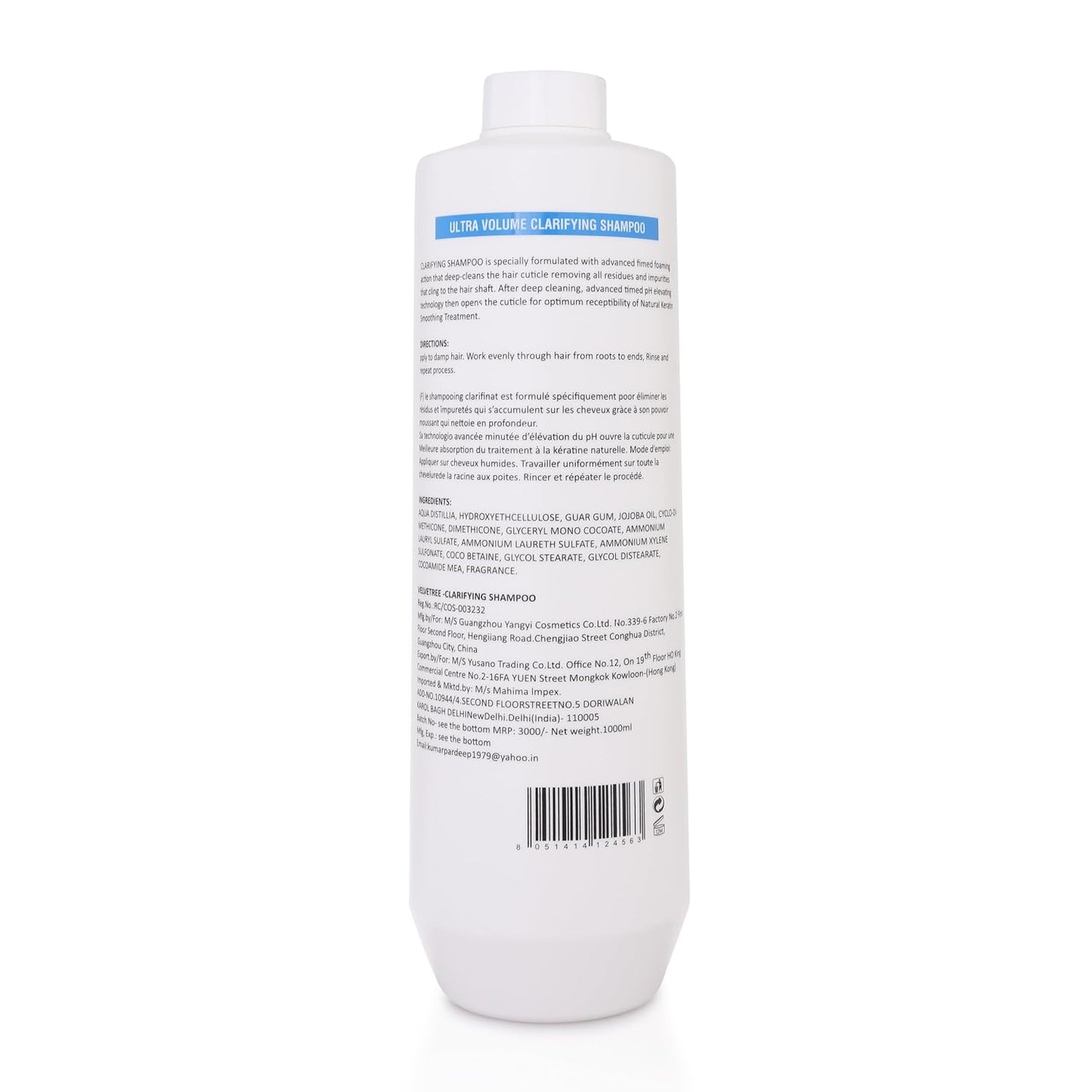 VELVETREE Ultra Volume Clarifying Shampoo, Professional Deep Cleansing Formula