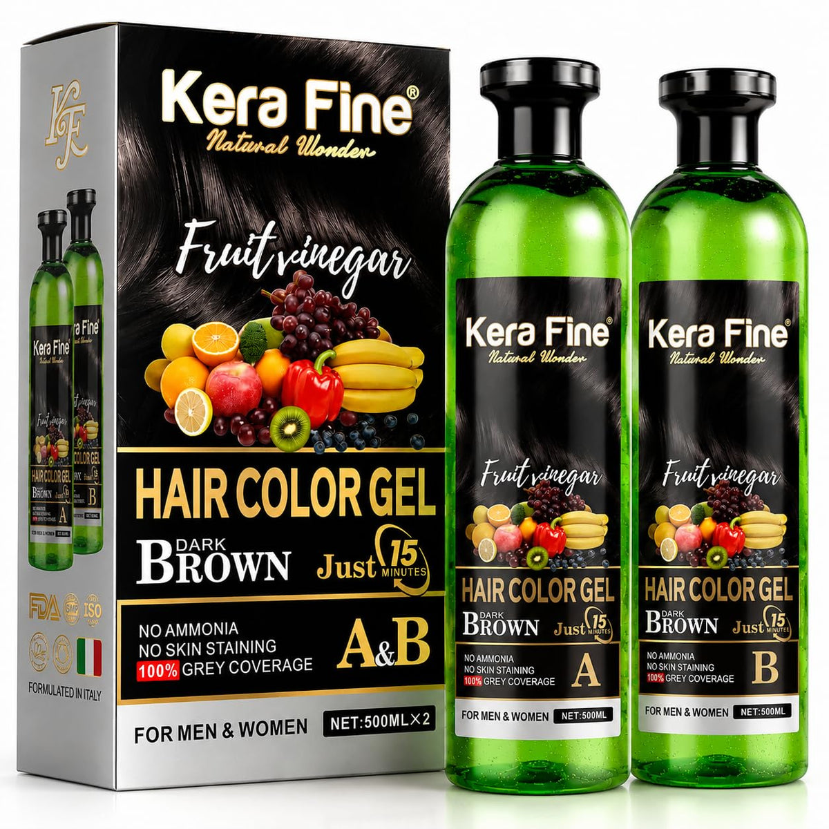 Kera Fine Fruit Vinegar Hair Color Gel Dark Brown | Hair Colour for Men & Women