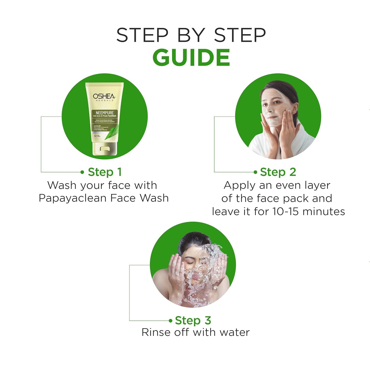 Oshea Herbals NeemPure Anti Pimple & Acne Face Pack | Controls Sebum, Reduces Acne & Spots | Enriched with Neem & Willow Bark Extract | Retains Moisture Balance | Suitable for All Skin Types | 100 g