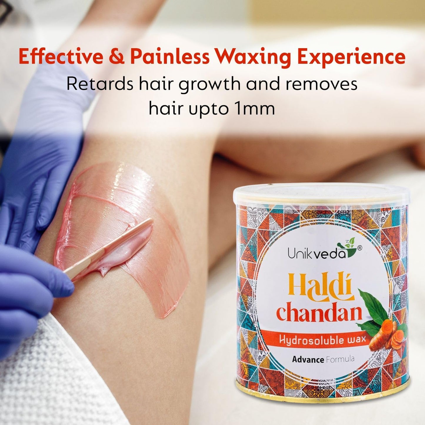 Unikveda Haldi Chandan Hydrosoluble Wax Best for Dry and Sensitive Skin, Remove Tanning of Skin | 800gm