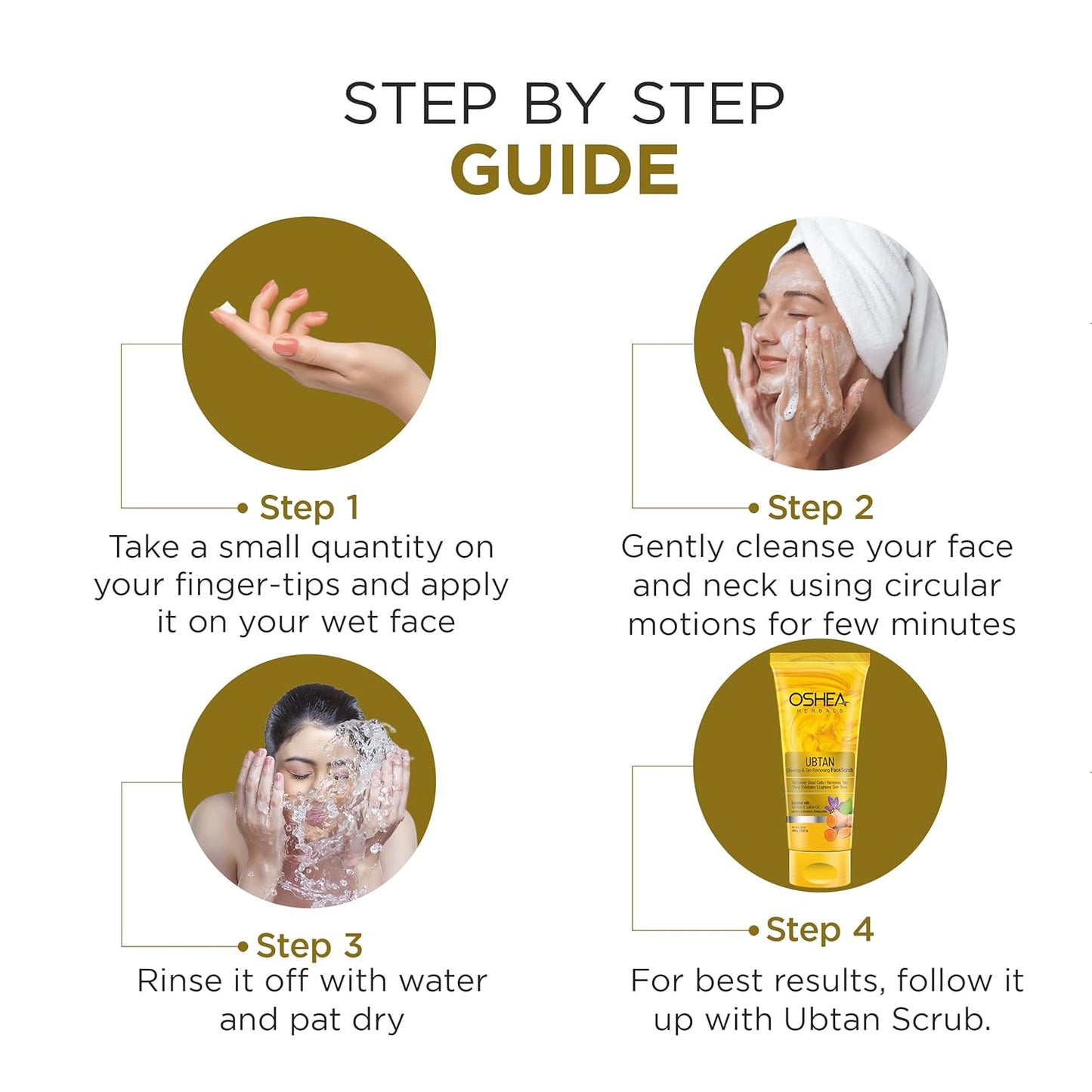 Oshea Herbals Ubtan Glowing & Tan Removing Facewash for Women & Men | Deep Cleansing with Detan Formula | Repairs Sun Damage & Exfoliates Skin | Enriched with Turmeric Extract | All Skin Types | 100g