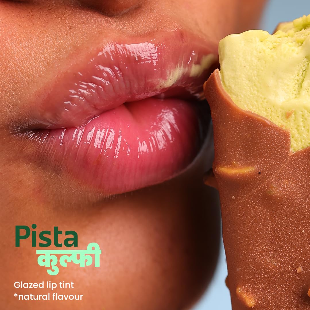 Rivona Naturals Pista Kulfi Glazed Peptide Lip balm with SPF 30l Ceramides,Saffron & Kojic Acid for lip brightening and depigmentation l Hydrating and GlossylVegan Natural flavor- Shade Transparent 8g