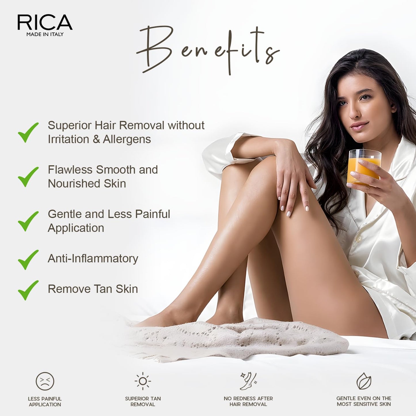 Rica Aloe Vera Liposoluble Wax For Sensitive Skin Men & Women Hair Removal Cream for Arms, Chest, Legs, Back, and Full Body | 800ml