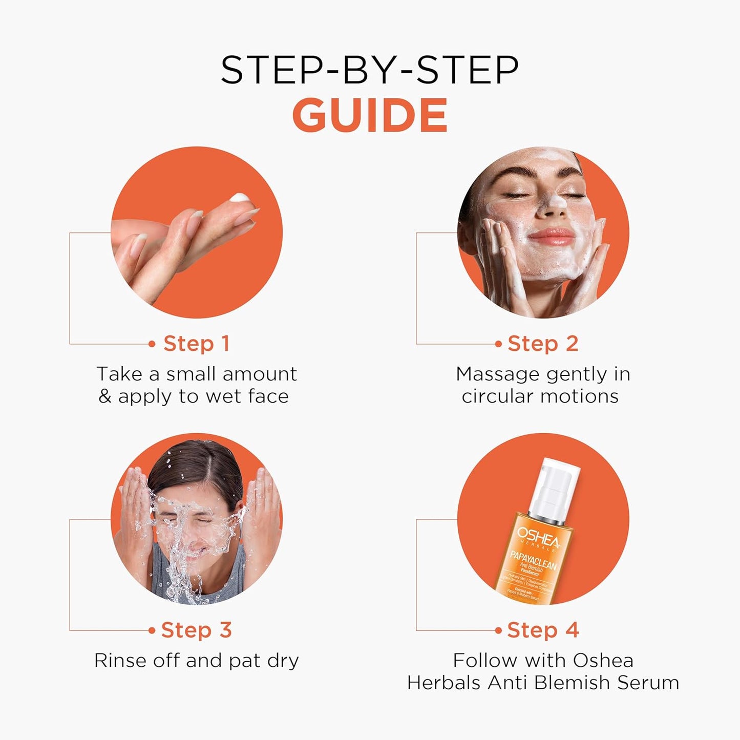 Oshea Herbals Papayaclean Anti Blemish Facewash for Women & Men | Hydrating & Deep Cleansing | Reduces Pigmentations & Blemishes | Enriched with Papaya Extracts & Vitamin E | All Skin Types | 50g