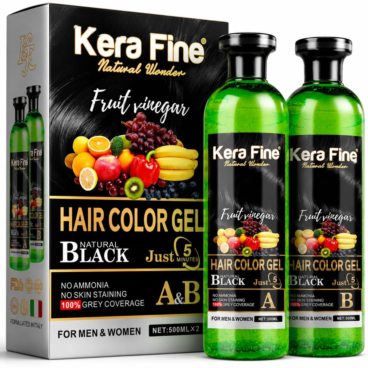 Kera Fine Fruit Vinegar Gel Hair Color Natural Black