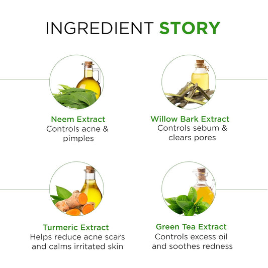 Oshea Herbals NeemPure Anti Pimple & Acne Face Pack | Controls Sebum, Reduces Acne & Spots | Enriched with Neem & Willow Bark Extract | Retains Moisture Balance | Suitable for All Skin Types | 100 g