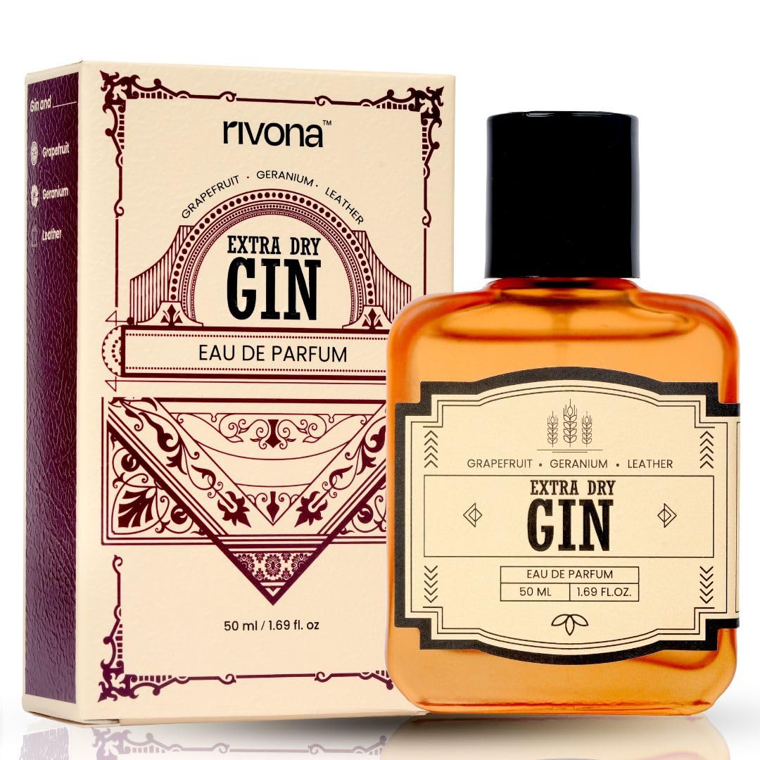RIVONA NATURALS Extra Dry Gin Perfume | Long Lasting Eau De Parfum for Women | Crisp, Subtle & Sophisticated Fragrance with Gin, Grapefruit & Leather | Luxury Perfume Gift | 50ml EDP