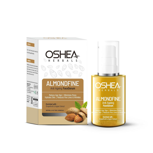 Oshea Herbals Almondfine Anti Ageing Face Serum for Women & Men | Reduces Fine Lines & Wrinkles | Boosts Hydration & Skin Elasticity | Enriched with Grapefruit & Apple Extracts | All Skin Types | 30ml