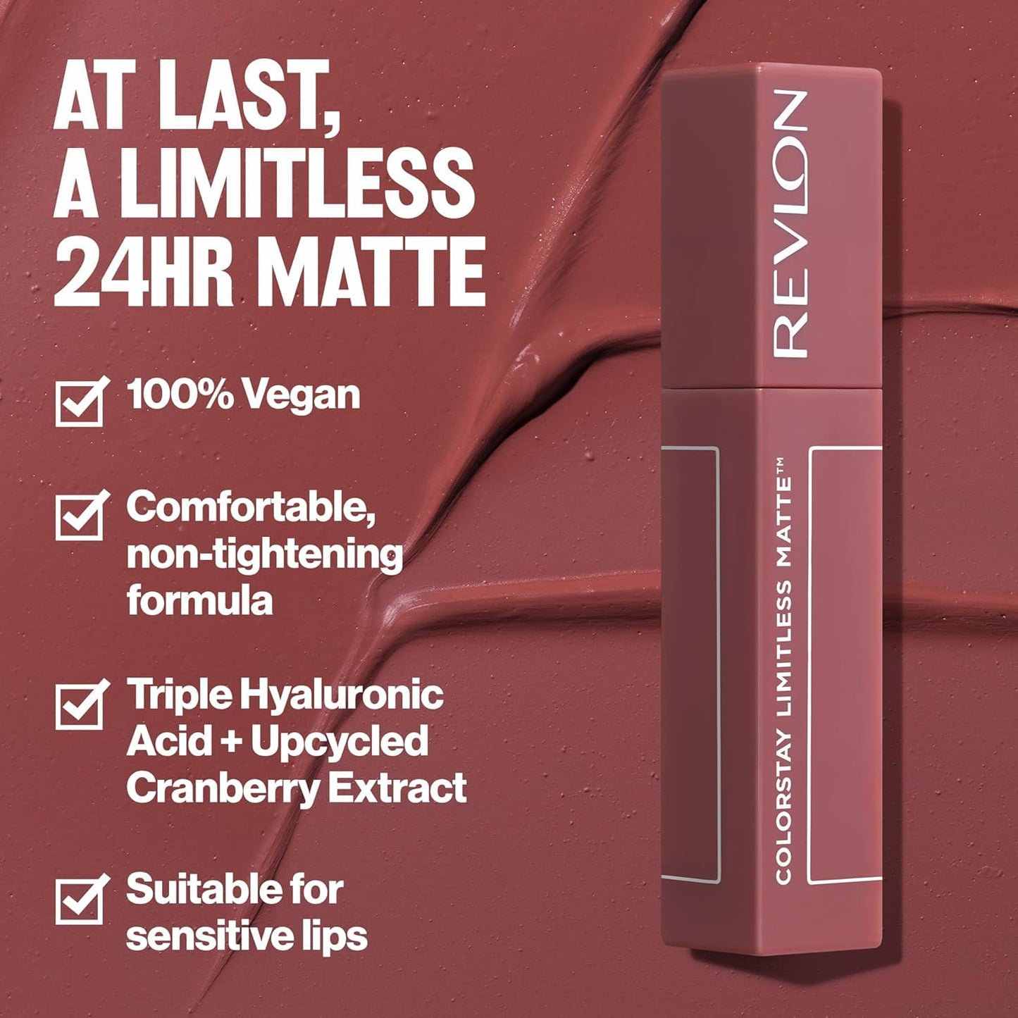 REVLON Colorstay Limitless Matte Liquid Lipstick for woman, Waterproof, Long-Lasting, 100% Vegan, Lightweight, No-Budge Matte, Beauty Sleep