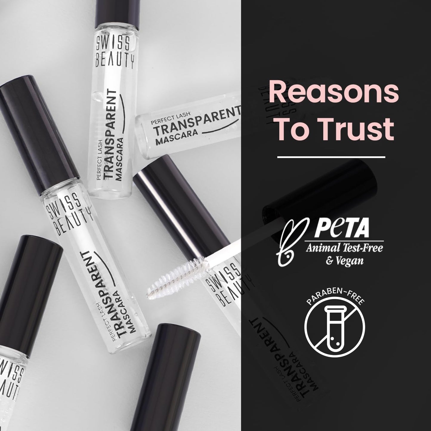 Swiss Beauty Perfect Lash Transparent Volumizing Mascara | Lightweight and Non sticky With Lash Growth Formula| 7ml