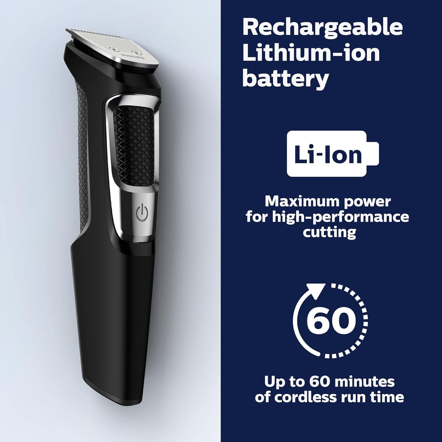 Philips Norelco Battery Powered  Multigroom Series 5000 Hair Trimmer, 13 Attachments, Mg3750 for Men