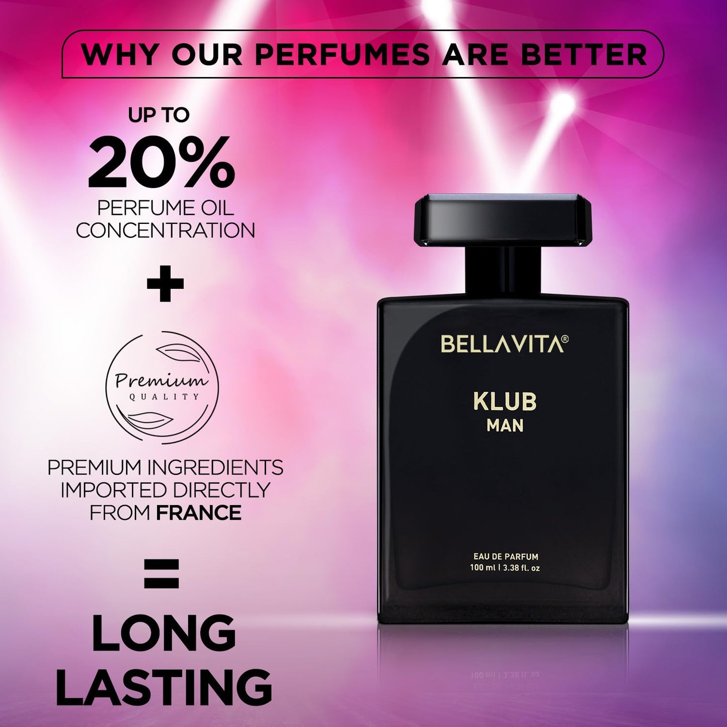 Bella Vita Luxury KLUB | Long Lasting Eau De Parfum 100ml Perfume for Man |