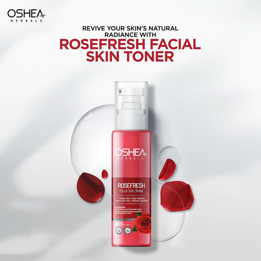 Oshea Herbals RoseFresh Skin Toner For Normal to Oily Skin Type | Controls Oil, Cures Pimples, Minimise Pores & Hydrates with Healthy Glowing Skin - 120ml