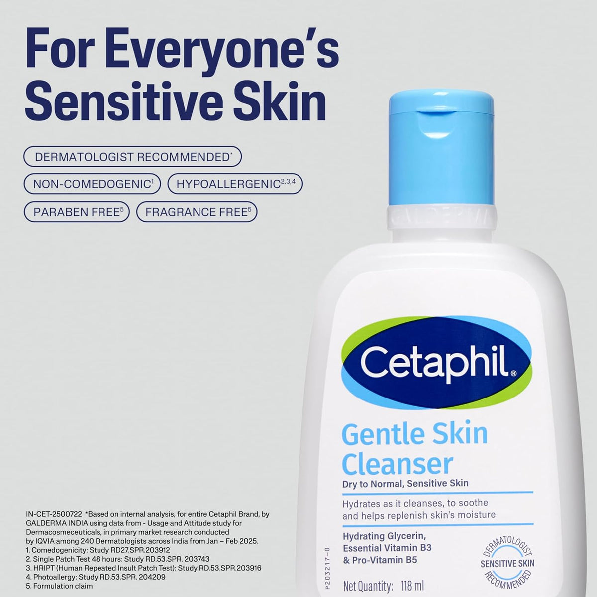 Cetaphil Gentle Skin Cleanser |Dry to Normal Skin with Niacinamide |Dermatologist Recommended (118ml)