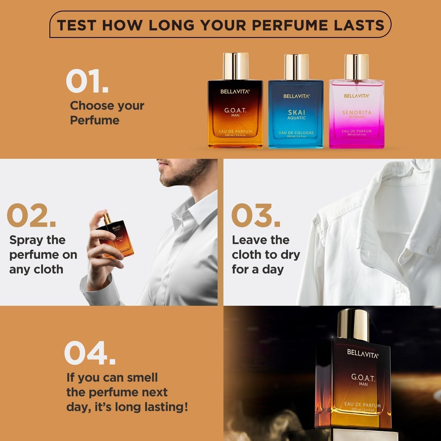 Bella Vita Luxury G.O.A.T Long Lasting Perfume | Perfume for Man | Eau De Parfum 100ml | Bergamot, Patchouli & Vetiver | Spicy, Citrus, Woody & Musky Premium Fragrance