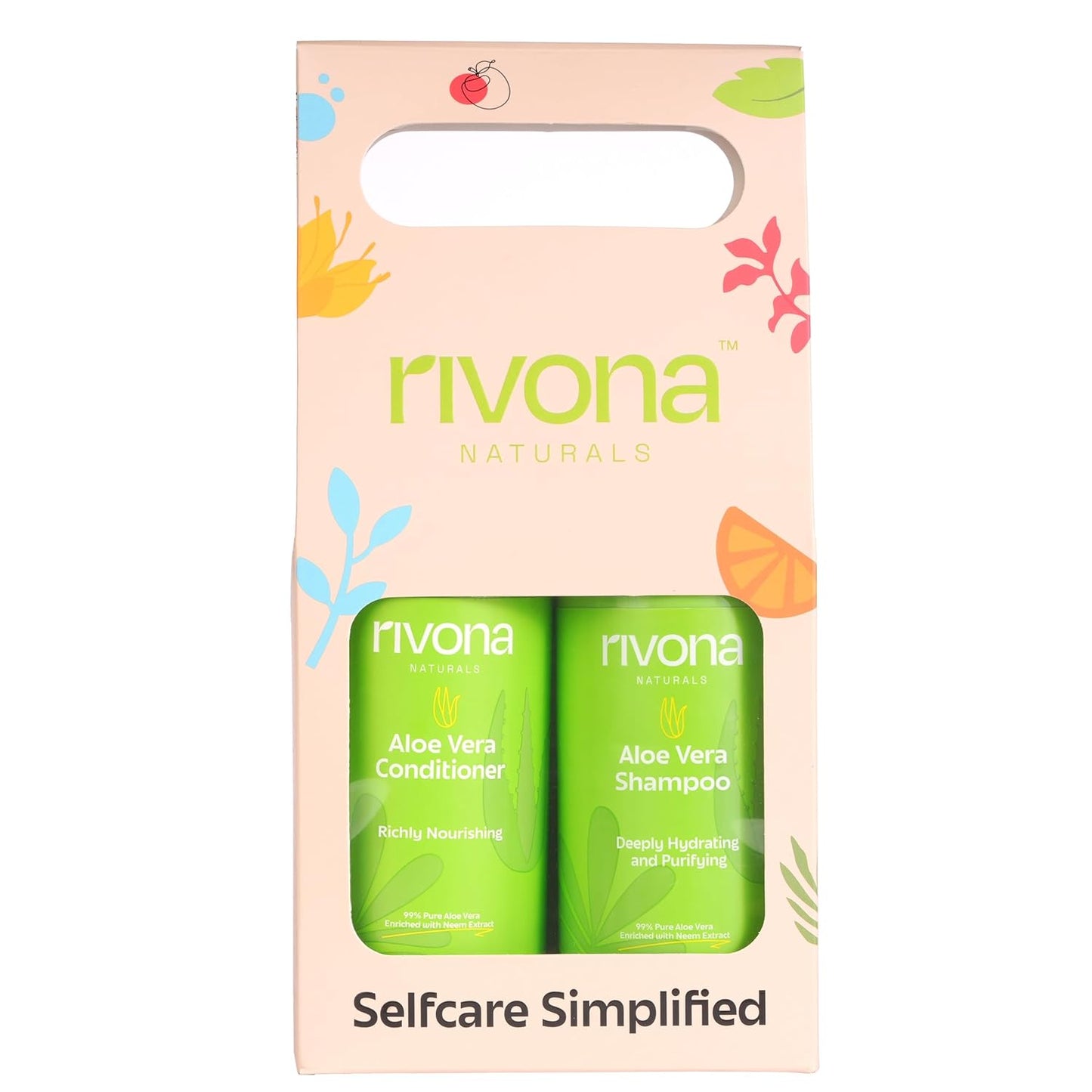 Rivona Naturals Aloe Vera Sulphate & Paraben Free Shampoo and Conditioner | Herbal Shampoo for Hair Growth & Hair Fall Control | Natural Cleanser with Moringa, Aloe vera & Neem |250 ml+250ml