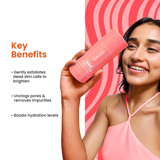 Foxtale Purify & Glow Cleanser + Clay Mask - Deep Cleanses Pores, Exfoliating Glow Facial, Instantly Gives Bright Skin, For Normal, Oily and Combination Skin, Men & Women - 100ml