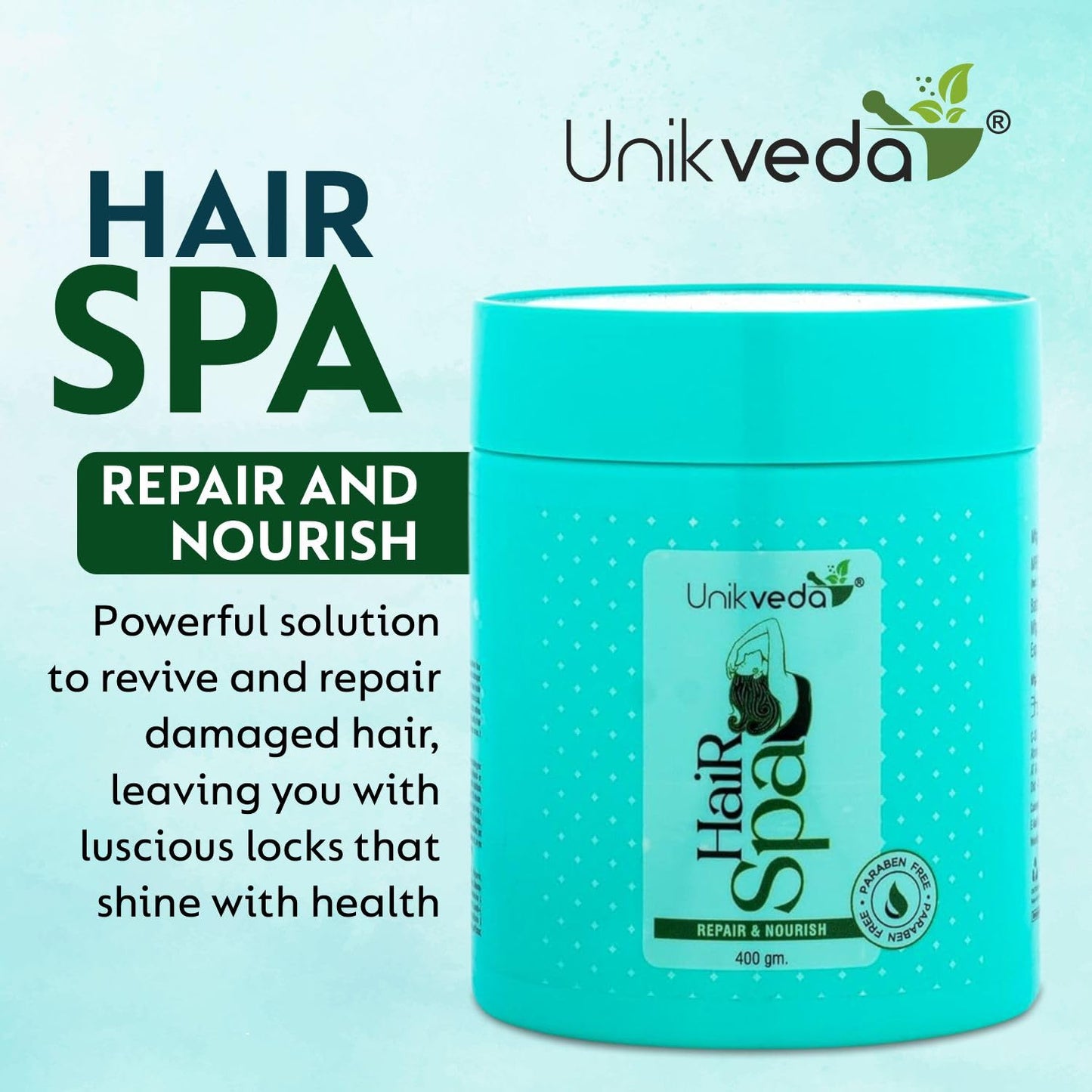 Unikveda Repair and Nourish Hair Spa for Removing Dandruff, Repairing Damage Hair, Relieves Stress 200gm