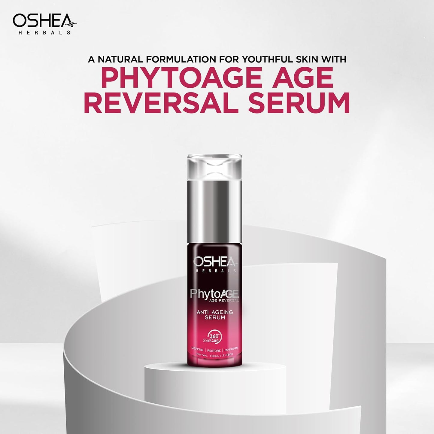 Oshea PhytoAge Reversal Anti Ageing Face Serum for Men & Women | Reduces Wrinkles & Fine Lines | Boosts Natural Glow & Improve Firmness | Enriched with Aloevera Extracts | All Skin Types | 40ml